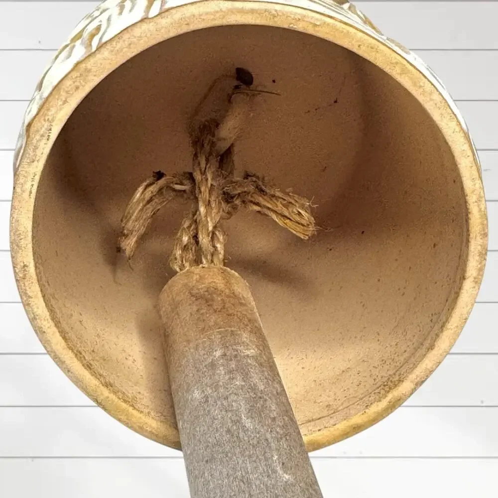 Vintage Studio Art Pottery Wind Chime Bell Ceramic Botanical Fern Handcrafted
